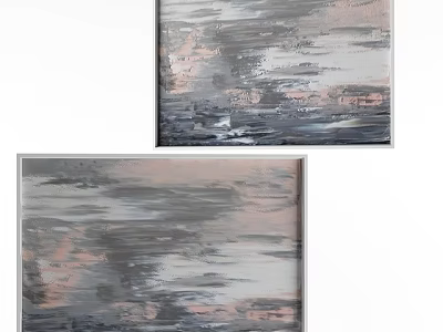 Modern Abstract Photo Wall Featuring Gray Pink White Textured Brushstroke Decorative Artwork 3d model