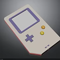 Vintage Handheld Game Console with White Body Purple Frame Cross Pad and Yellow Buttons