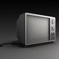 Vintage Silver Television With Two Control Knobs And Front Grille Design 3d model