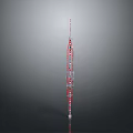 Red And White Tall Communication Tower With Antenna On Top And Multi Layer Design