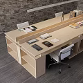Modern Office Workspace With Light Wood Desk And Chair Set And Storage Shelves