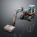 Wheeled Excavator With Front Bucket And Enclosed Cab On Gray Background