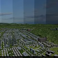 Aerial View Urban Planning With Industrial Buildings River Green Spaces And Cargo Area