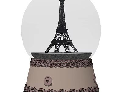 Eiffel Tower Decorative Ornament Set with Lace Pattern Base and Round Decorative Elements 3d model
