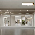 Elegant Modern Clothing Storefront Design With Sleek Lighting Window Display Mannequins And Green Plant