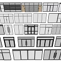 Various Windows And Doors Designs With Glass Panels And Frame Structures 3d model