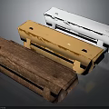 Wooden Bench Furniture In Three Different Colors With Rectangular Shape And Smooth Surface 3d model