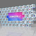 ZOWZMLZ Photo Spot With White Cubes Colorful Logos Surrounding Purple Blue Gradient Background