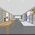 Modern Electronics Store Interior With Display Tables Shelves And Smartphones Laptops