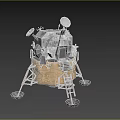 Lunar Lander Design With Metallic Structure Golden Covering Landing Legs And Antenna