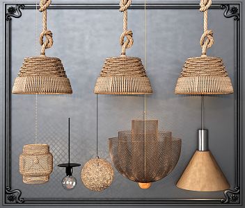 Nordic Chandelier Editor-in-Chief Chandelier Art Chandelier Rattan Chandelier 3d model