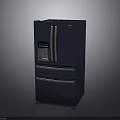 Navy Blue French Door Refrigerator With Bottom Drawer And Digital Display Design