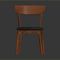 Modern Stylish Wooden Chair With Curved Backrest Blue Padded Seat And Slim Legs