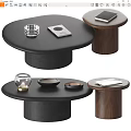 Modern Black And Brown Wooden Coffee Table With Glass Book Tray Phone Notebook