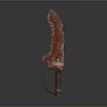 Weapon With Serrated Red Blade Sharp Edges Textured Grip And Sci Fi Design