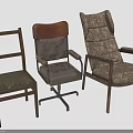 Three Different Wooden Chairs Featuring Dining Office and Lounge Styles with Retro Frames
