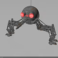 Rusty Mechanical Robot Creature With Red Glowing Eyes And Spider Like Legs 3d model