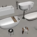 Modern Bathroom Bathtubs In Different Shapes With Faucets Towels And Accessories