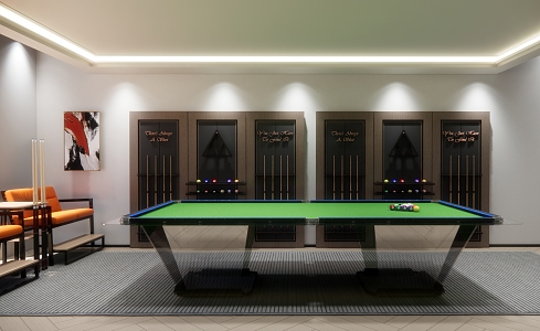 Billiard billiard table billiard pool cue billiard room 3d model