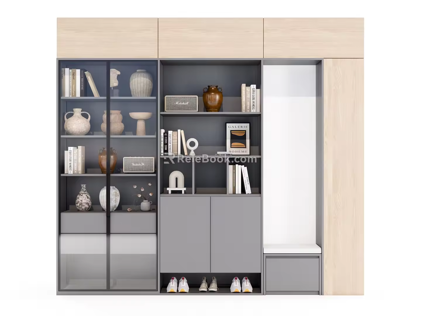 Modern Simple Shoe Cabinet Open Compartment Locker 3d model