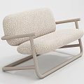 Modern Beige Accent Chair With Textured Fabric And Sleek Light Wooden Frame