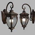 Pair of Vintage Wall Lamps with Ornate Metal Frame Glass Shade Illuminated Classic Home Decor