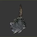 Colorful Textured Terrain Model With Rock Formations Vegetation And Mossy Surfaces