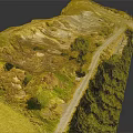 Scenic Rural Terrain With Winding Path Lush Vegetation Rolling Hills And Grassy Areas