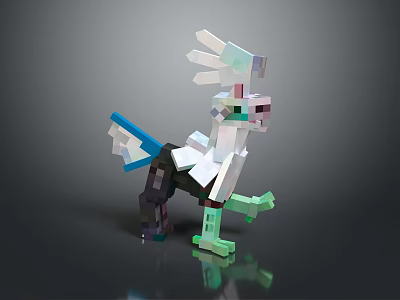 Pixel Style Mythical Creature Game Character With Colorful Blocks And Standing Pose 3d model