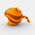 Cute Cartoon Tiger Head With Orange Black Stripes Red Cheeks Open Mouth