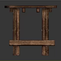 Simple Wooden Folding Table With Square Top And Crossed Legs For Outdoor Use