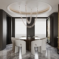 Dining room chandelier dining table and chair combination 3d model