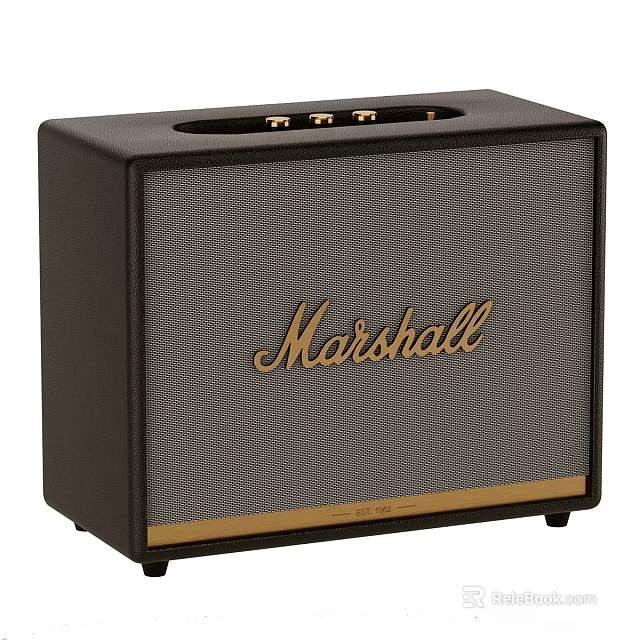 Marshall Classic Speaker With Black Gold Design Front Grille And Control Buttons 3d model