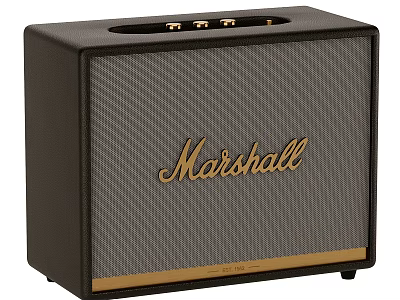 Marshall Classic Speaker With Black Gold Design Front Grille And Control Buttons 3d model