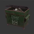 Green Recycling Bin With 100 Percent Sign And Wheels Filled With Recyclables