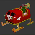 Festive Red Christmas Sleigh Decoration With Golden Bell Tree And Gifts