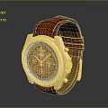 Red Crocodile Leather Strap Watch With Gold Case And White Gold Chronograph Dial