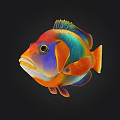 Colorful Tropical Fish With Vibrant Scales Isolated On Black Background 3d model