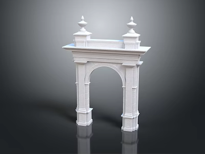 Classical White Archway Structure With Ornamental Spires And Design 3d model