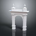 Classical White Archway Structure With Ornamental Spires And Design 3d model