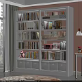 Modern White Multi Tiered Bookshelf With Books And Storage Boxes In Bright Room