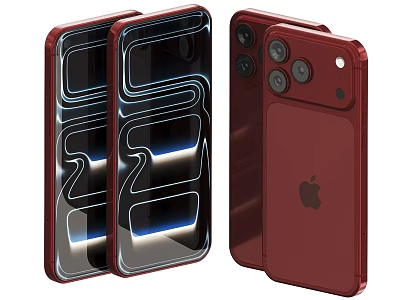 Apple Red Foldable Smartphone Design With Dual Screens And Camera Module 3d model