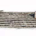 Outdoor Stone Stairs With Layered Paved Steps And Stone Sidewalls Design