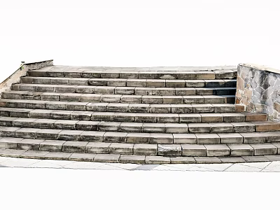 Outdoor Stone Stairs With Layered Paved Steps And Stone Sidewalls Design 3d model