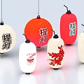 Traditional Chinese Decorative Lanterns With Various Colors And Patterns