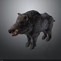 Wild Boar Sculpture With Rough Texture Open Mouth And Visible Teeth
