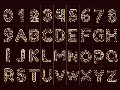 Decorative 3D Alphabet And Numbers Design With Ornate Patterns And Bold Fonts 3d model