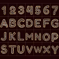 Decorative 3D Alphabet And Numbers Design With Ornate Patterns And Bold Fonts