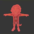 Cartoon Lion With Orange Red Mane Red T shirt Green Shorts White Sneakers Arms Outstretched
