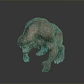 Brown Muscular Monster 3D Model Featuring Sharp Teeth And Crouching Stance